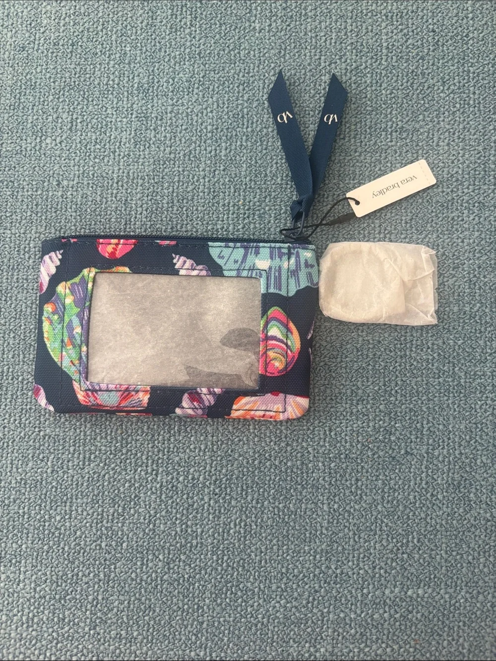 Vera Bradley Navy Seashell Print Zip ID Pouch